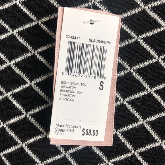 NWT Philosophy diamond pattern sweater black ivory - Picture 3 of 6